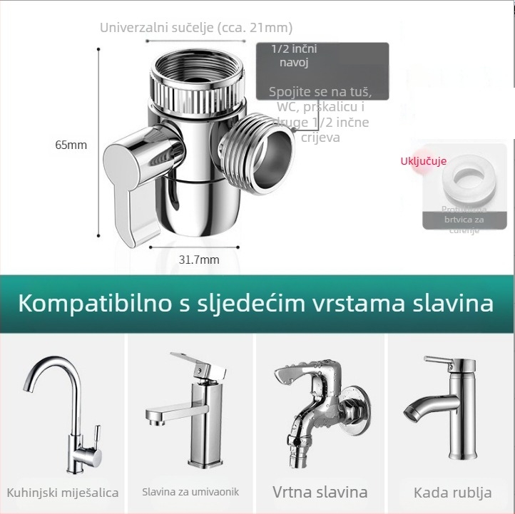 Priključak za slavinu Jedan na dva Kuhinjski umivaonik Perilica rublja Priključak za dovod vode Distributer vode mogu koristiti tisuće cvijeća