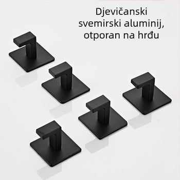 Crna jednostavna kuka za ormar bez bušilice, kombinirana kupaonska vješalica s jednom kukom, zidna vješalica za odjeću, kuka za kapute i ručnike