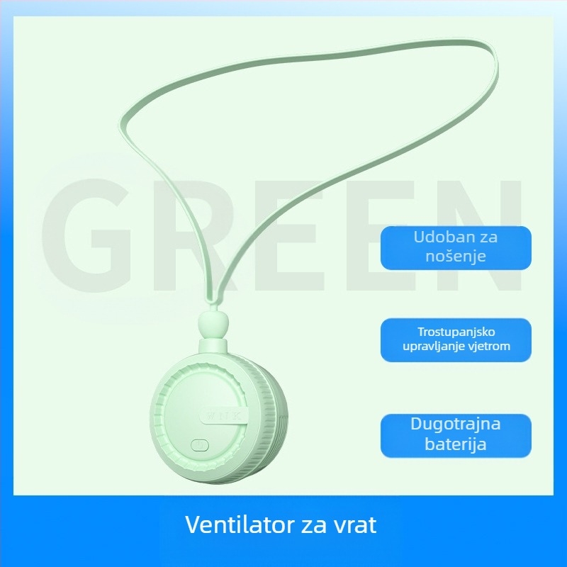 Prekogranični sklopivi ventilator za vrat za vanjske sportove, lijeni prijenosni ventilator, USB punjenje, mali uredski ventilator