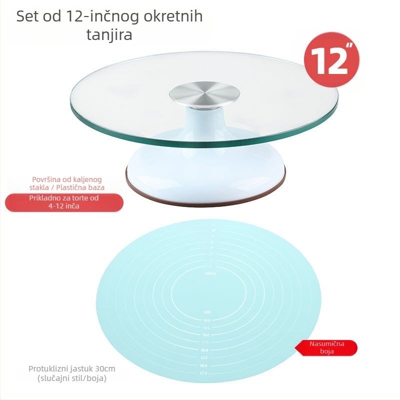 Okretni tanjur za ukrašavanje torti, set alata za pečenje, pladanj od aluminijske legure, rotirajući tanjur za razmazivanje, kućanski, komercijalni okretni tanjur za ukrašavanje