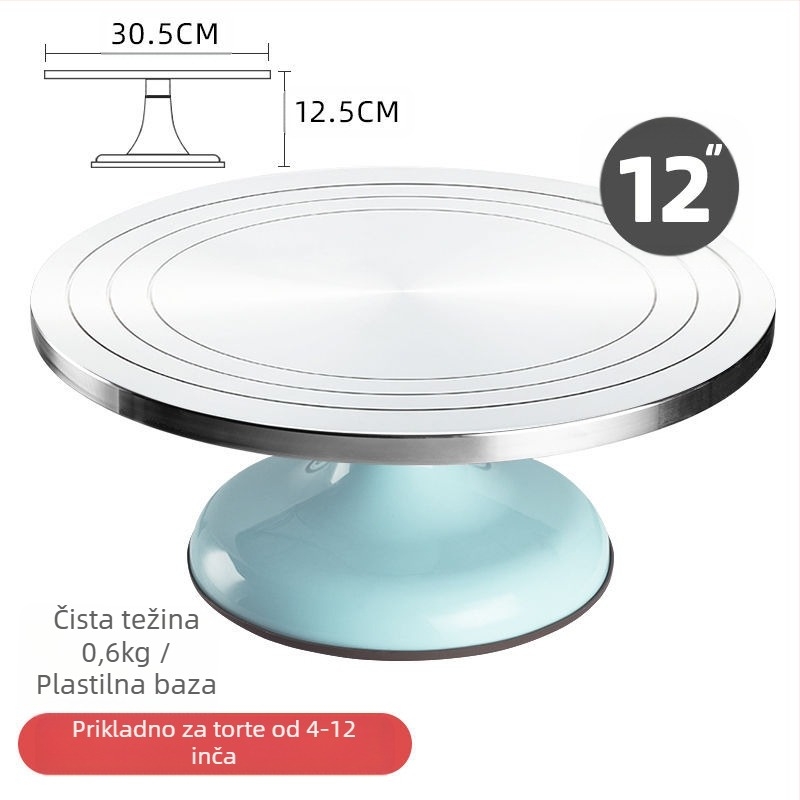Okretni tanjur za ukrašavanje torti, set alata za pečenje, pladanj od aluminijske legure, rotirajući tanjur za razmazivanje, kućanski, komercijalni okretni tanjur za ukrašavanje