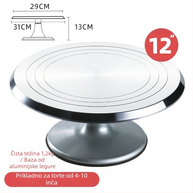 Okretni tanjur za ukrašavanje torti, set alata za pečenje, pladanj od aluminijske legure, rotirajući tanjur za razmazivanje, kućanski, komercijalni okretni tanjur za ukrašavanje