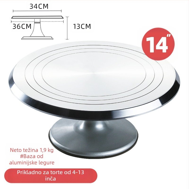 Okretni tanjur za ukrašavanje torti, set alata za pečenje, pladanj od aluminijske legure, rotirajući tanjur za razmazivanje, kućanski, komercijalni okretni tanjur za ukrašavanje
