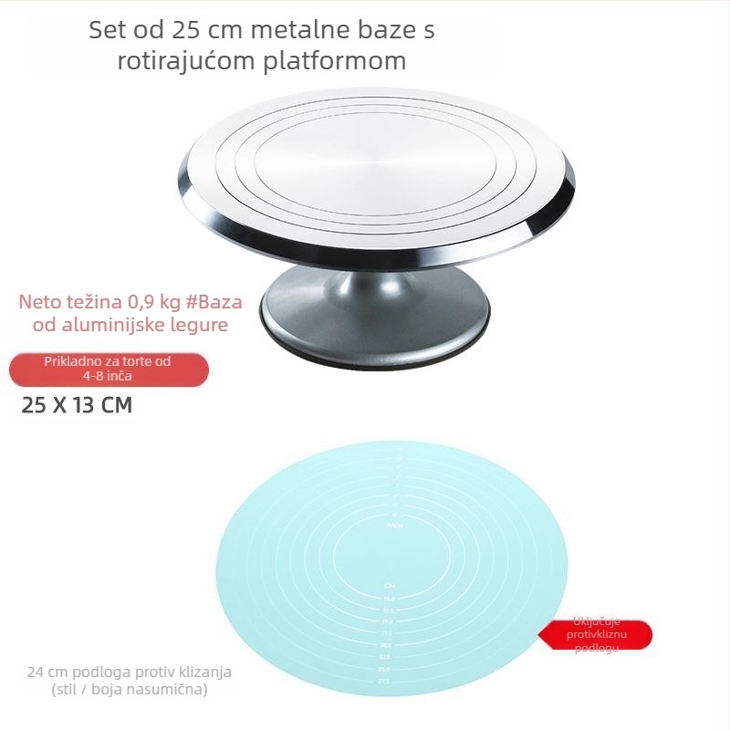 Okretni tanjur za ukrašavanje torti, set alata za pečenje, pladanj od aluminijske legure, rotirajući tanjur za razmazivanje, kućanski, komercijalni okretni tanjur za ukrašavanje