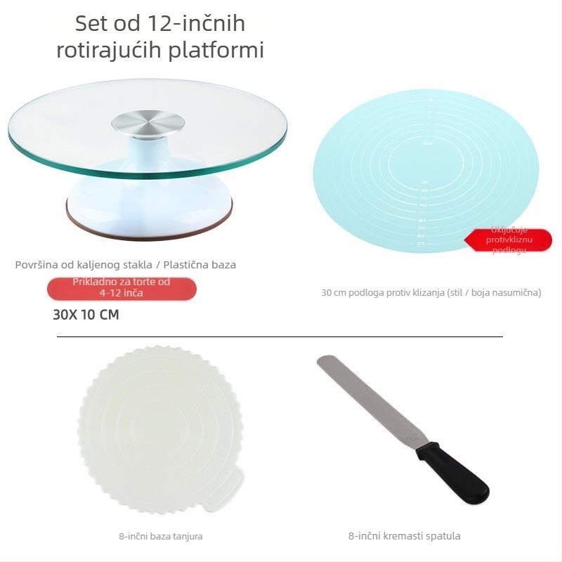 Okretni tanjur za ukrašavanje torti, set alata za pečenje, pladanj od aluminijske legure, rotirajući tanjur za razmazivanje, kućanski, komercijalni okretni tanjur za ukrašavanje