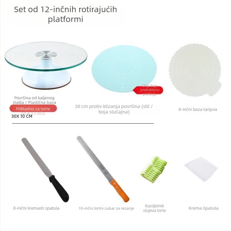Okretni tanjur za ukrašavanje torti, set alata za pečenje, pladanj od aluminijske legure, rotirajući tanjur za razmazivanje, kućanski, komercijalni okretni tanjur za ukrašavanje