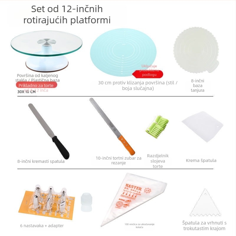 Okretni tanjur za ukrašavanje torti, set alata za pečenje, pladanj od aluminijske legure, rotirajući tanjur za razmazivanje, kućanski, komercijalni okretni tanjur za ukrašavanje