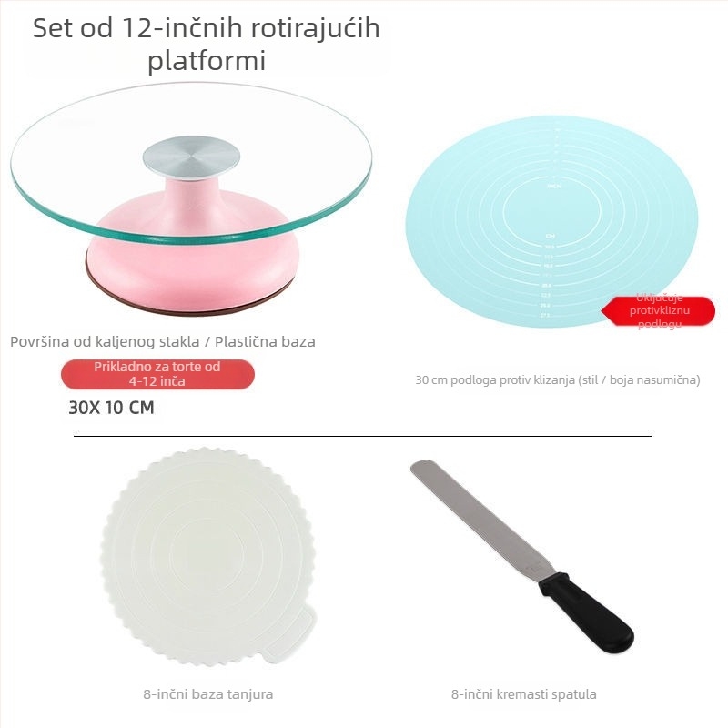 Okretni tanjur za ukrašavanje torti, set alata za pečenje, pladanj od aluminijske legure, rotirajući tanjur za razmazivanje, kućanski, komercijalni okretni tanjur za ukrašavanje