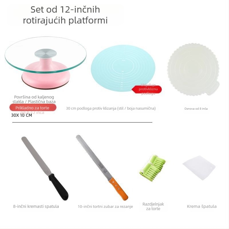 Okretni tanjur za ukrašavanje torti, set alata za pečenje, pladanj od aluminijske legure, rotirajući tanjur za razmazivanje, kućanski, komercijalni okretni tanjur za ukrašavanje