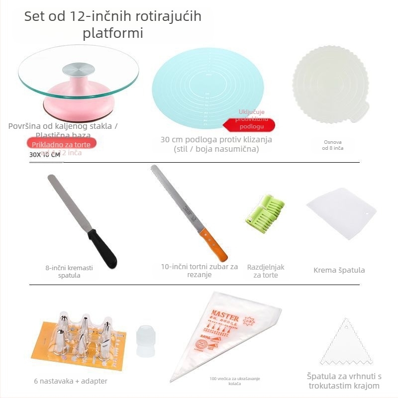 Okretni tanjur za ukrašavanje torti, set alata za pečenje, pladanj od aluminijske legure, rotirajući tanjur za razmazivanje, kućanski, komercijalni okretni tanjur za ukrašavanje