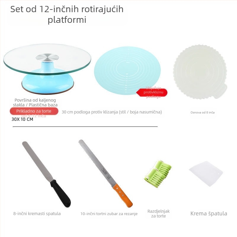 Okretni tanjur za ukrašavanje torti, set alata za pečenje, pladanj od aluminijske legure, rotirajući tanjur za razmazivanje, kućanski, komercijalni okretni tanjur za ukrašavanje