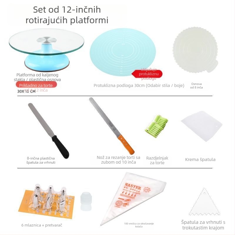 Okretni tanjur za ukrašavanje torti, set alata za pečenje, pladanj od aluminijske legure, rotirajući tanjur za razmazivanje, kućanski, komercijalni okretni tanjur za ukrašavanje