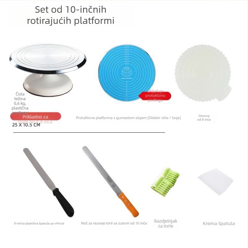 Okretni tanjur za ukrašavanje torti, set alata za pečenje, pladanj od aluminijske legure, rotirajući tanjur za razmazivanje, kućanski, komercijalni okretni tanjur za ukrašavanje