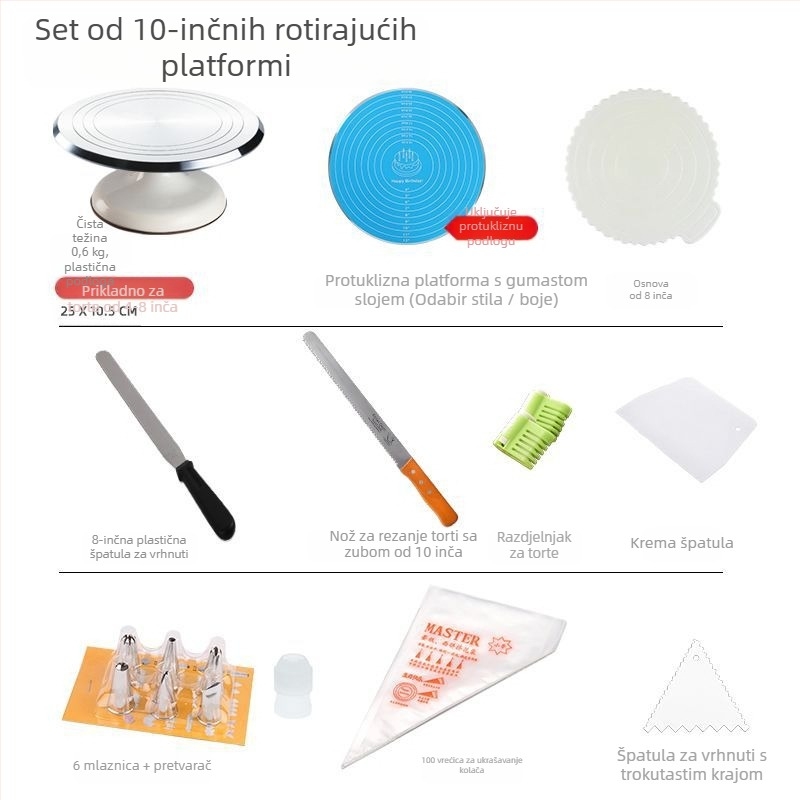 Okretni tanjur za ukrašavanje torti, set alata za pečenje, pladanj od aluminijske legure, rotirajući tanjur za razmazivanje, kućanski, komercijalni okretni tanjur za ukrašavanje