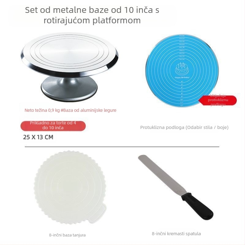 Okretni tanjur za ukrašavanje torti, set alata za pečenje, pladanj od aluminijske legure, rotirajući tanjur za razmazivanje, kućanski, komercijalni okretni tanjur za ukrašavanje
