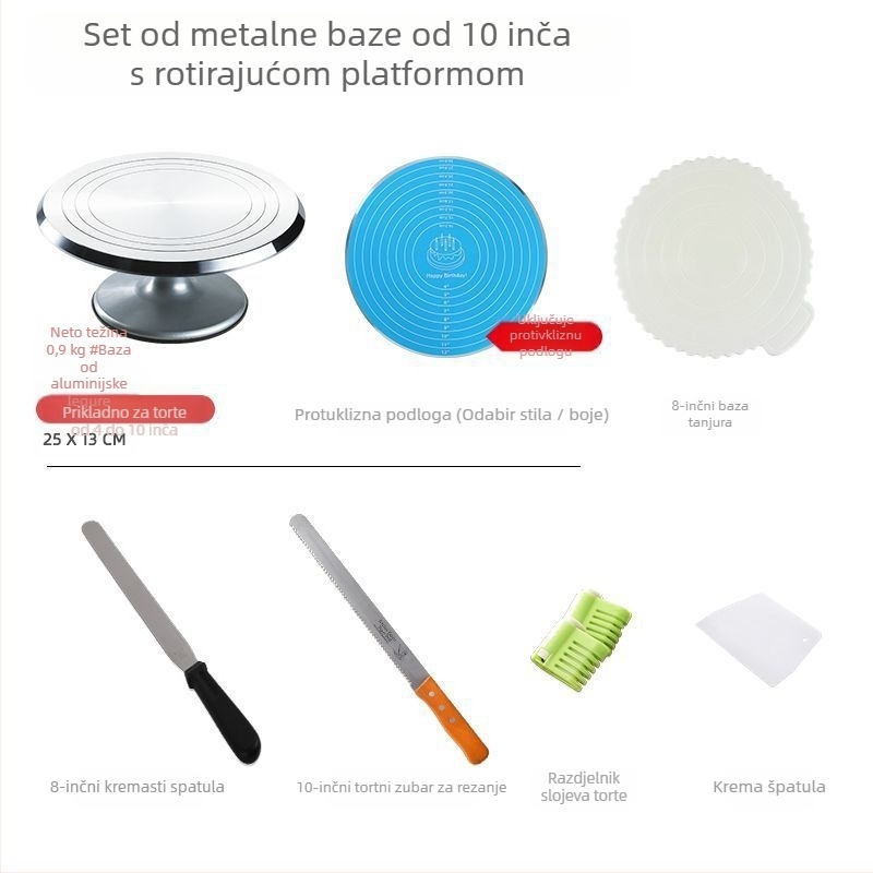 Okretni tanjur za ukrašavanje torti, set alata za pečenje, pladanj od aluminijske legure, rotirajući tanjur za razmazivanje, kućanski, komercijalni okretni tanjur za ukrašavanje