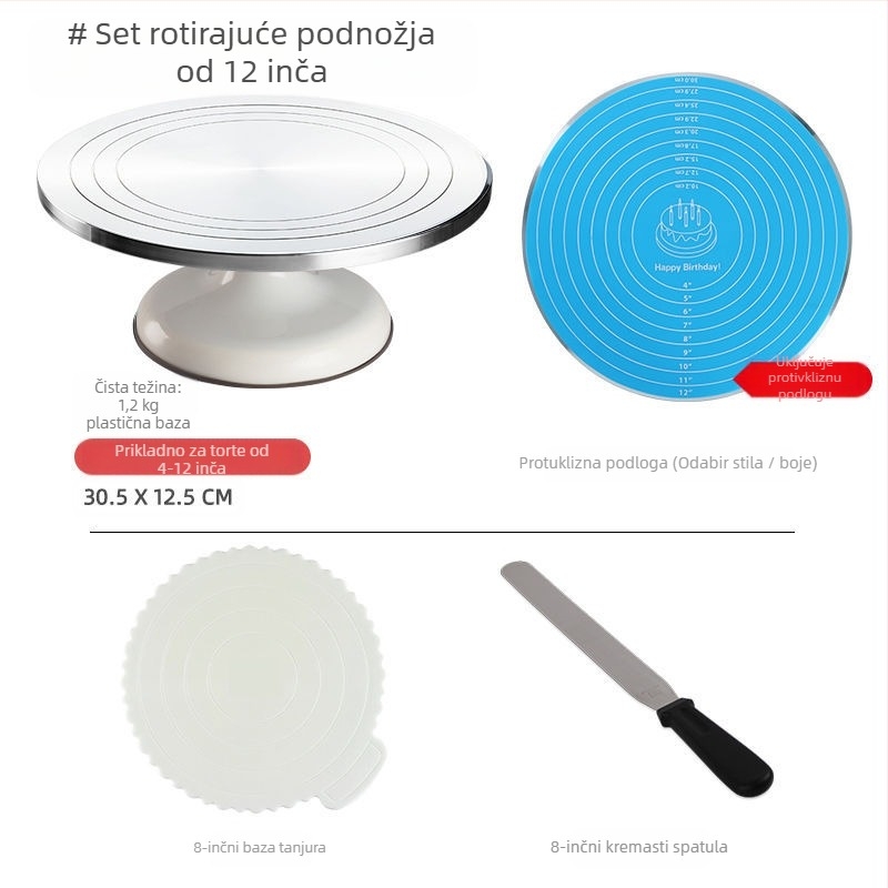 Okretni tanjur za ukrašavanje torti, set alata za pečenje, pladanj od aluminijske legure, rotirajući tanjur za razmazivanje, kućanski, komercijalni okretni tanjur za ukrašavanje