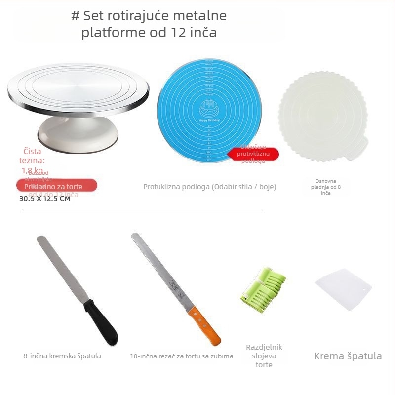 Okretni tanjur za ukrašavanje torti, set alata za pečenje, pladanj od aluminijske legure, rotirajući tanjur za razmazivanje, kućanski, komercijalni okretni tanjur za ukrašavanje