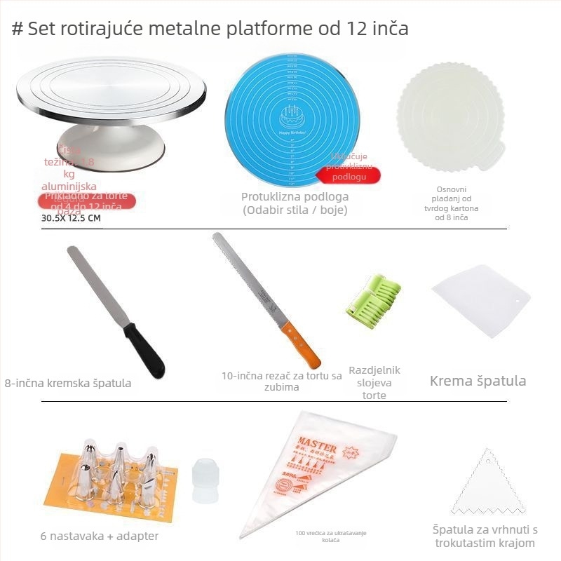 Okretni tanjur za ukrašavanje torti, set alata za pečenje, pladanj od aluminijske legure, rotirajući tanjur za razmazivanje, kućanski, komercijalni okretni tanjur za ukrašavanje