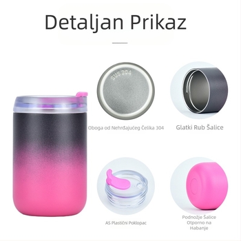 Prekogranična izravna isporuka šalice za kavu u obliku slova U, od nehrđajućeg čelika 304 s gradijentnom šalicom od 300 ml i 400 ml, za automobil