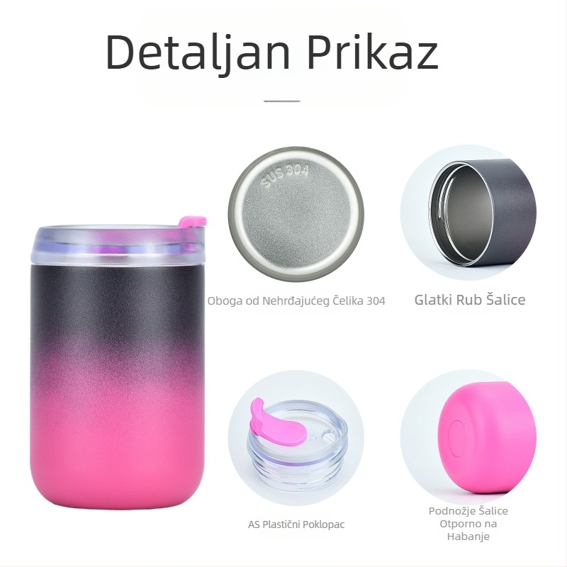 Prekogranična izravna isporuka šalice za kavu u obliku slova U, od nehrđajućeg čelika 304 s gradijentnom šalicom od 300 ml i 400 ml, za automobil