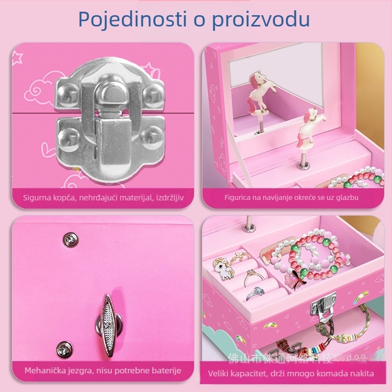 Glazbena kutija jednorog, izvrsna kutija za pohranu nakita, prekogranična vruća prodavačka glazbena kutija za djecu, kutija s ladicama za poklone na zalihi