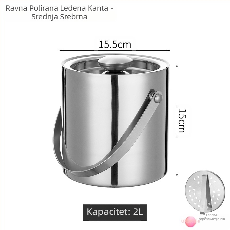 Kanta za led od nehrđajućeg čelika kanta za led prijenosna kanta za pivo bar KTV izolacija za pivo i šampanjac kanta za led kanta od nehrđajućeg čelika