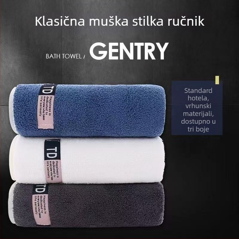 Poslovni muški ručnik za odrasle, otporan na prljavštinu i kosu, od koraljnog flisa, super upijajući, veliki ručnik za ruke u muškom stilu s etiketom