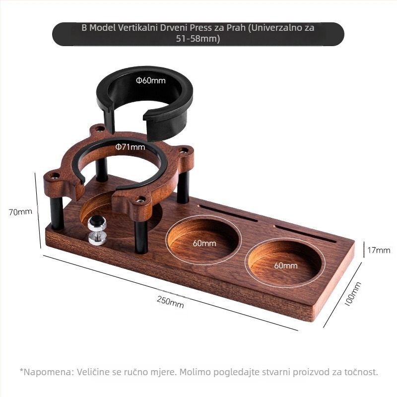 Držač za prašak za kavu, držač za punjenje od punog drva 51-58 mm, univerzalni jastučić za prašak, nosač aparata za espresso kavu, držač za prašak