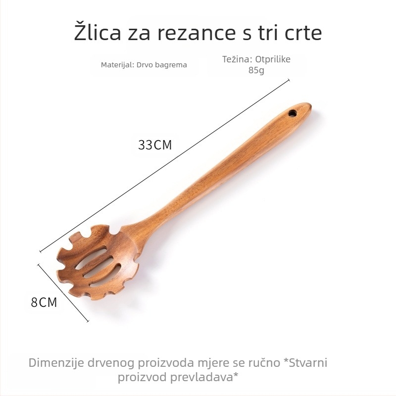 Letak Lopata od akacijevog drveta, tava s neprianjajućim slojem, cjedilo, žlica za rižu s dugom drškom, začin za kućanstvo, kuhanje, vrući lonac, žlica za juhu