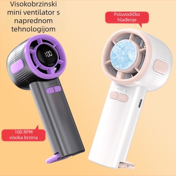 Novi 2025. digitalni zaslon za hlađenje leda s velikom brzinom od 100 brzina, poluvodički ventilator s USB prijenosnim ručnim malim ventilatorom