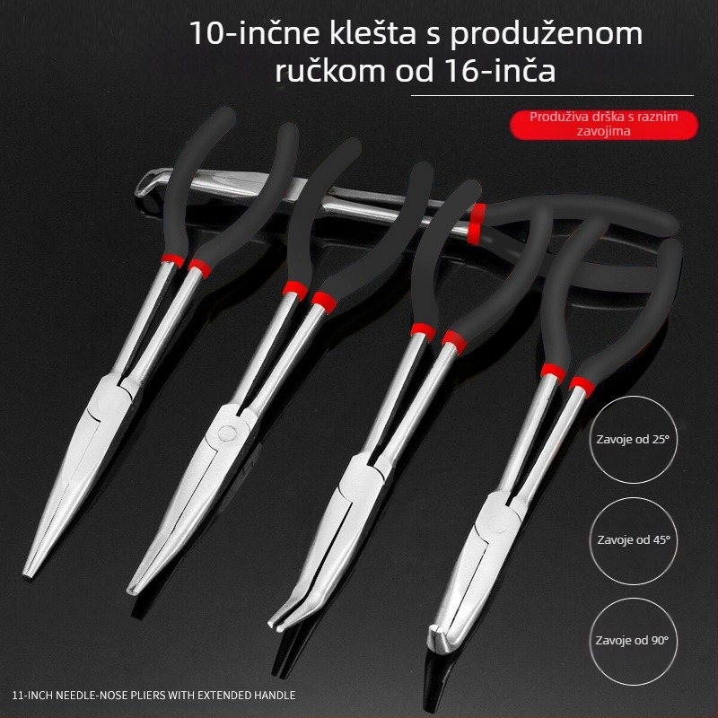 Kliješta za prekogranično produžavanje, kliješta s igličastim vrhom, odgovaraju 11-inčnim O-steznim glavama, kliješta za svjećice, kliješta za odvajanje cijevi za ulje