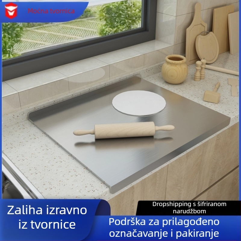 Daska za rezanje od nehrđajućeg čelika s dvostrukom stranom, zadebljana, kućanska daska za rezanje, valjanje rezanaca, ploča za miješenje, rezanje voća, kuhinjski pribor za kosu