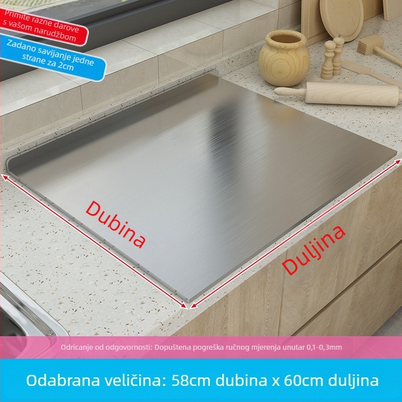 Daska za rezanje od nehrđajućeg čelika s dvostrukom stranom, zadebljana, kućanska daska za rezanje, valjanje rezanaca, ploča za miješenje, rezanje voća, kuhinjski pribor za kosu
