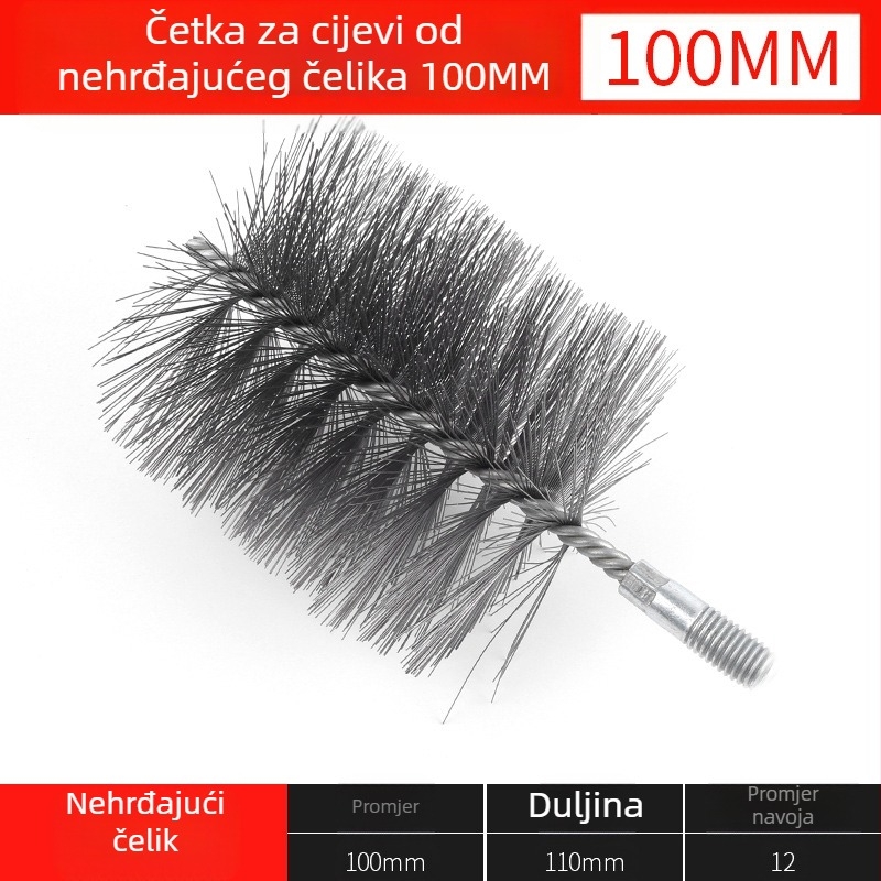 Električna četka za cijevi, glava žičane četke, čišćenje unutarnjih rupa cijevi, uklanjanje hrđe, industrijska četka za čišćenje nehrđajućeg čelika