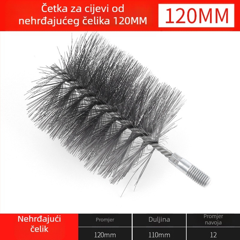 Električna četka za cijevi, glava žičane četke, čišćenje unutarnjih rupa cijevi, uklanjanje hrđe, industrijska četka za čišćenje nehrđajućeg čelika