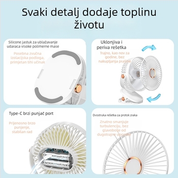2024 Explosions USB mali ventilator za punjenje uredskog stolnog uređaja studentskog doma kreveta velika kopča za vjetar mini ventilator