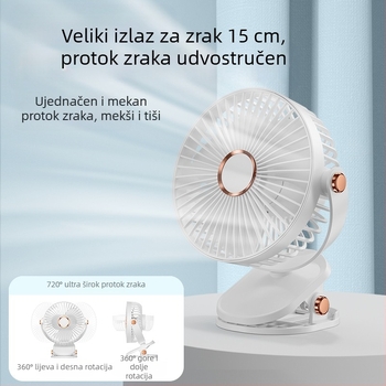 2024 Explosions USB mali ventilator za punjenje uredskog stolnog uređaja studentskog doma kreveta velika kopča za vjetar mini ventilator
