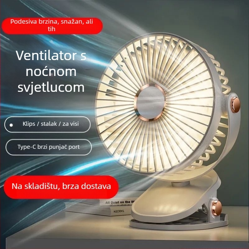 2024 Explosions USB mali ventilator za punjenje uredskog stolnog uređaja studentskog doma kreveta velika kopča za vjetar mini ventilator