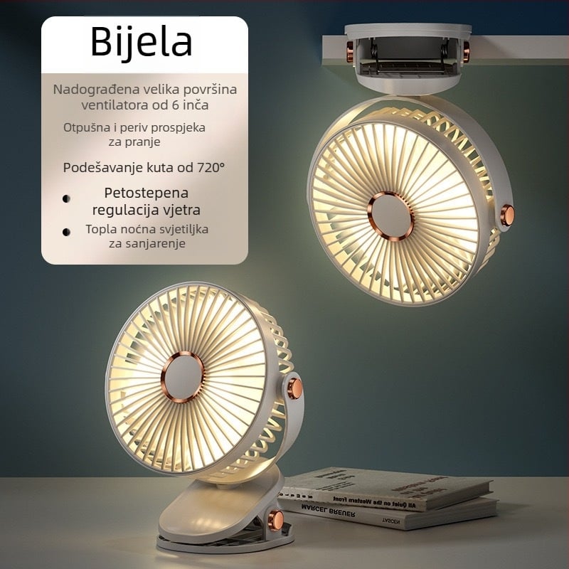 2024 Explosions USB mali ventilator za punjenje uredskog stolnog uređaja studentskog doma kreveta velika kopča za vjetar mini ventilator