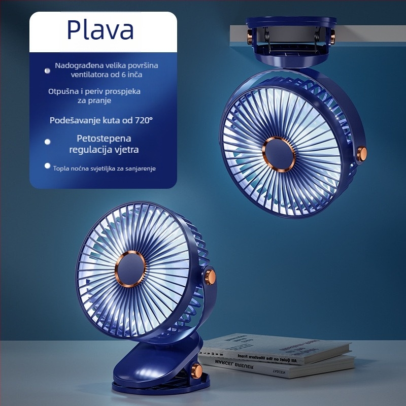 2024 Explosions USB mali ventilator za punjenje uredskog stolnog uređaja studentskog doma kreveta velika kopča za vjetar mini ventilator
