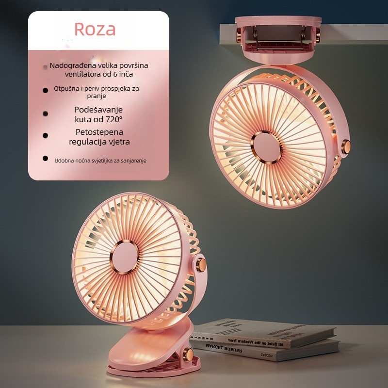 2024 Explosions USB mali ventilator za punjenje uredskog stolnog uređaja studentskog doma kreveta velika kopča za vjetar mini ventilator