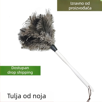 Čistač prašine od nojevog perja, čistač prašine od perja, drška od punog drveta, rekvizit za čišćenje i performanse perja