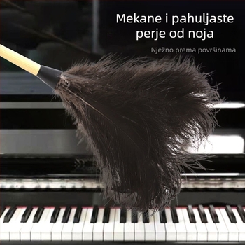 Čistač prašine od nojevog perja, čistač prašine od perja, drška od punog drveta, rekvizit za čišćenje i performanse perja