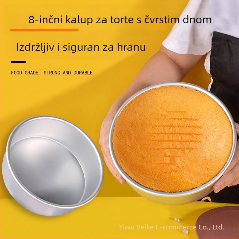 Kalup za pečenje od 8-inčne aluminijske legure, okrugli kalup za torte s čvrstim dnom, drevni rani kalup za torte od sira, vodena kupelj, kućanstvo
