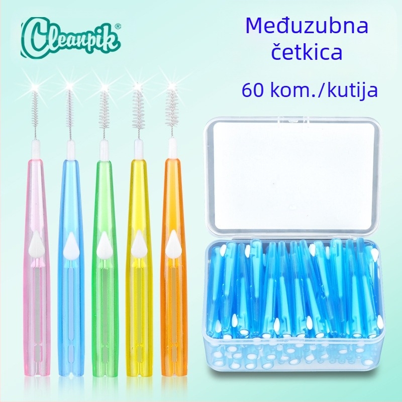Europske i američke prekogranične interdentalne četkice, 60 komada, push-pull interdentalne četkice, ortodontska četkica za zube, korejske interdentalne četkice od nehrđajućeg čelika s mekim vlaknima