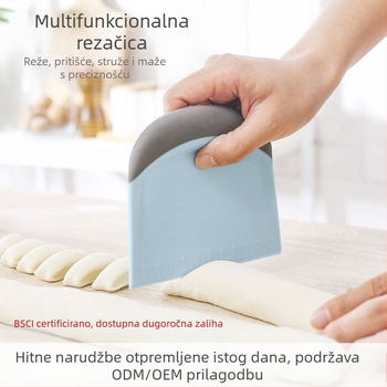 Plastični strugač za brašno i pečenje s dvostrukom skalom, višenamjenski nož za rezanje rezanaca, kućanski ručno rađeni kruh, tijesto za rižu, nož za rezanje crijeva