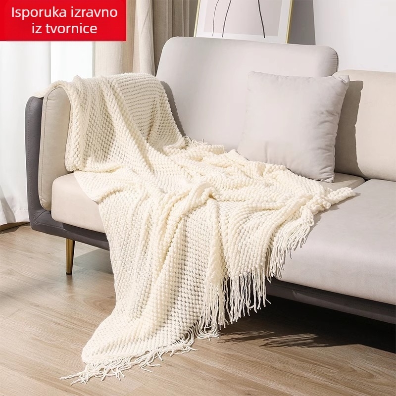 Univerzalna deka za sofu s resicama u nordijskom stilu, nalik kašmiru, s motivom četiri godišnja doba, dekorativna deka za klimatiziranu sobu