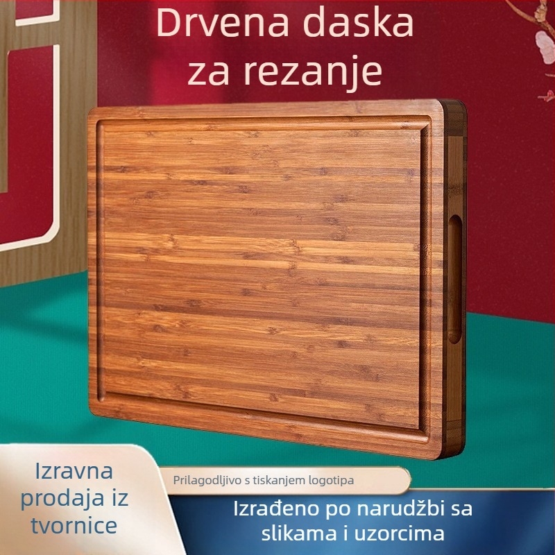 Proizvođač Veleprodaja Masivna drvena daska za rezanje Bambusova daska za rezanje Bambusova drvena daska za rezanje Kuhinja Kućanska dvostrana drvena daska za rezanje sa sudoperom