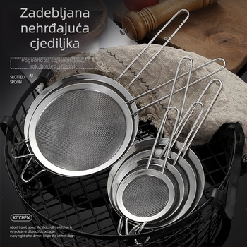 Cjedilo od nehrđajućeg čelika 304 s jednim uhom, dvostruko veliko cjedilo, filter za brašno, mrežasto cjedilo za sojino mlijeko, kuhinjsko ulje, rešetka za ulje